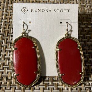 KENDRA SCOTT Retired Danielle Raspberry/Dark Red & Gold Drop Earrings